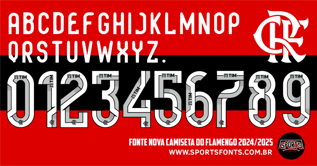 fonte tipografia nova-camiseta do flamengo 2024/2025