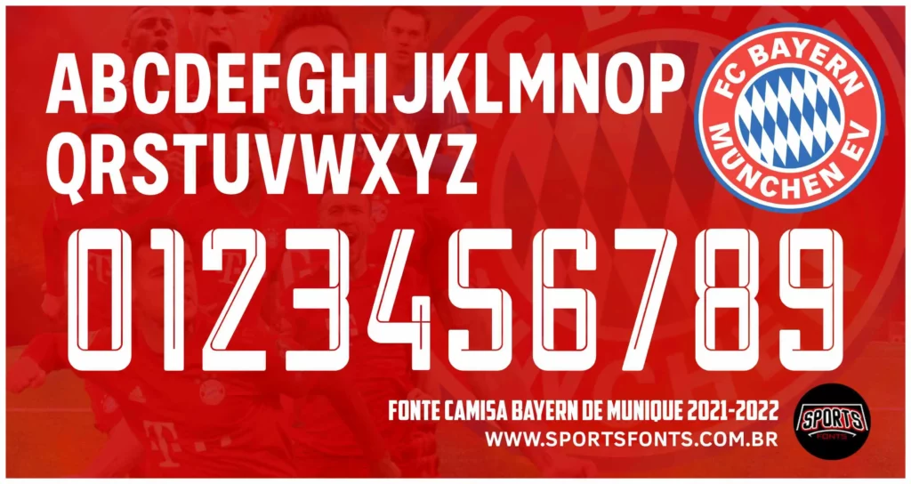 Fonte da Camisa do FC Bayern Munchen 2021-2022 TIPOGRAFIA DOWNLOAD