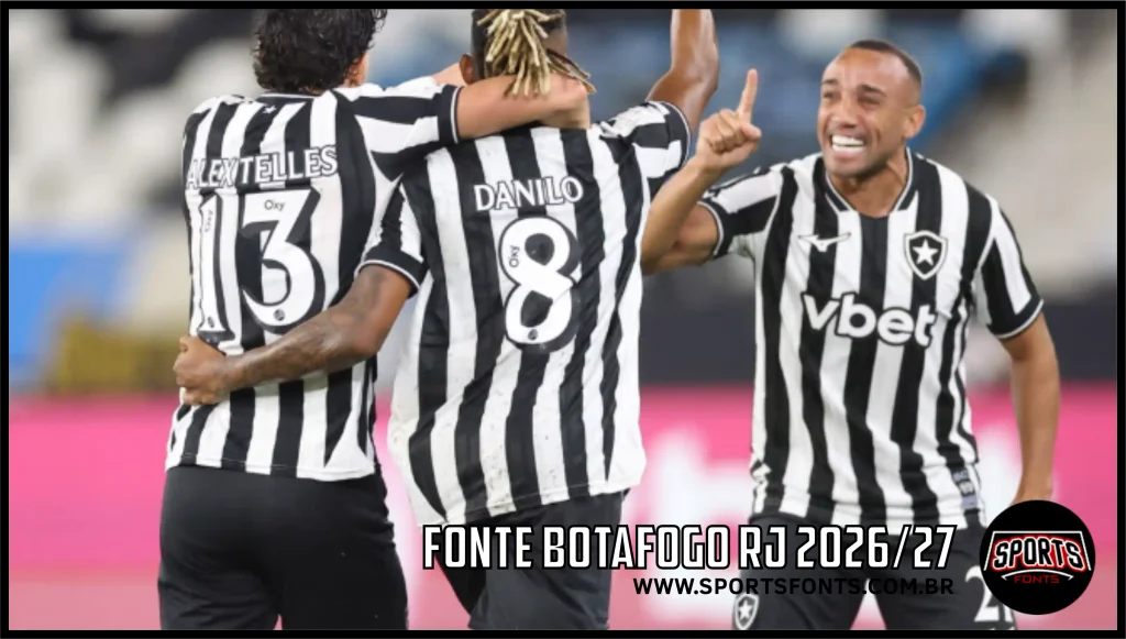 Jogadores do botafogo de costa mostrando a fonte da camisa 2026/27